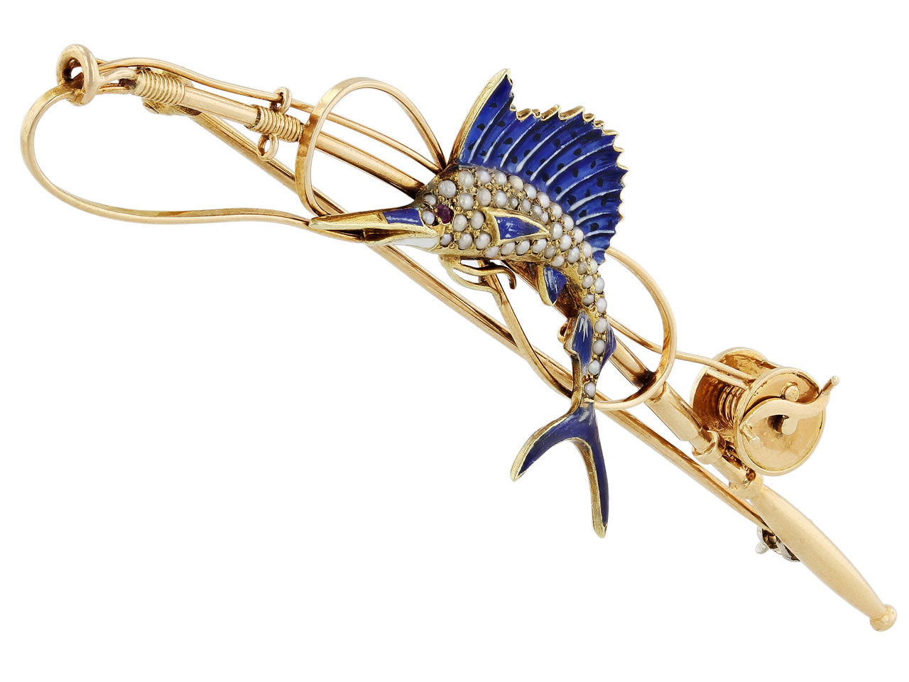 Retro Sailfish Brooch in 14K