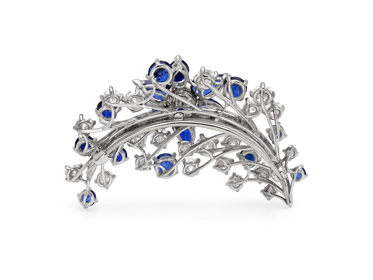 Mid-Century Sapphire and Diamond Brooch in Platinum