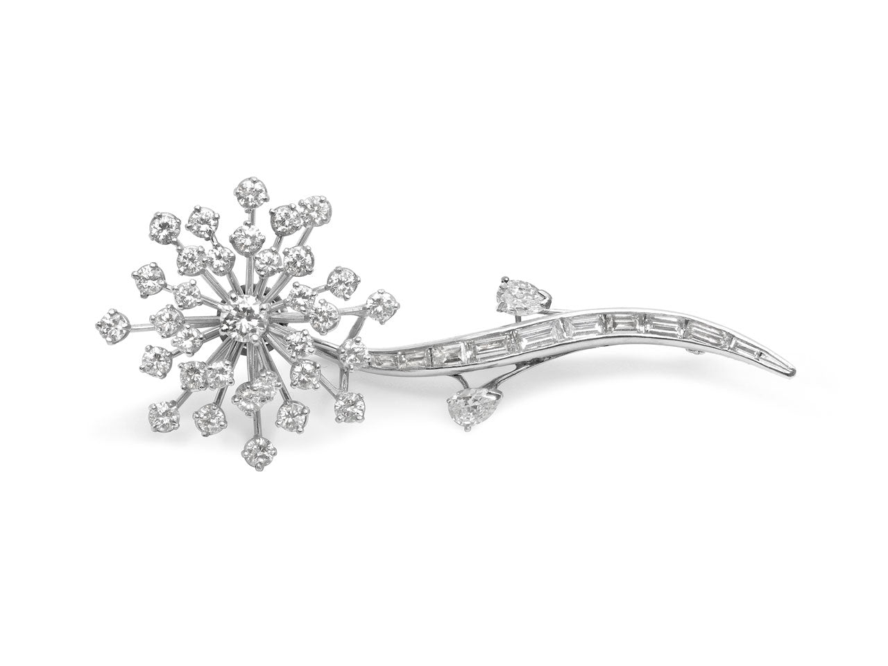 Oscar Heyman Diamond Flower Brooch in Platinum