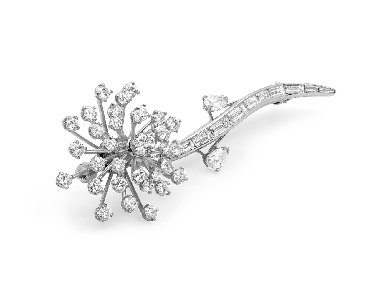 Oscar Heyman Diamond Flower Brooch in Platinum