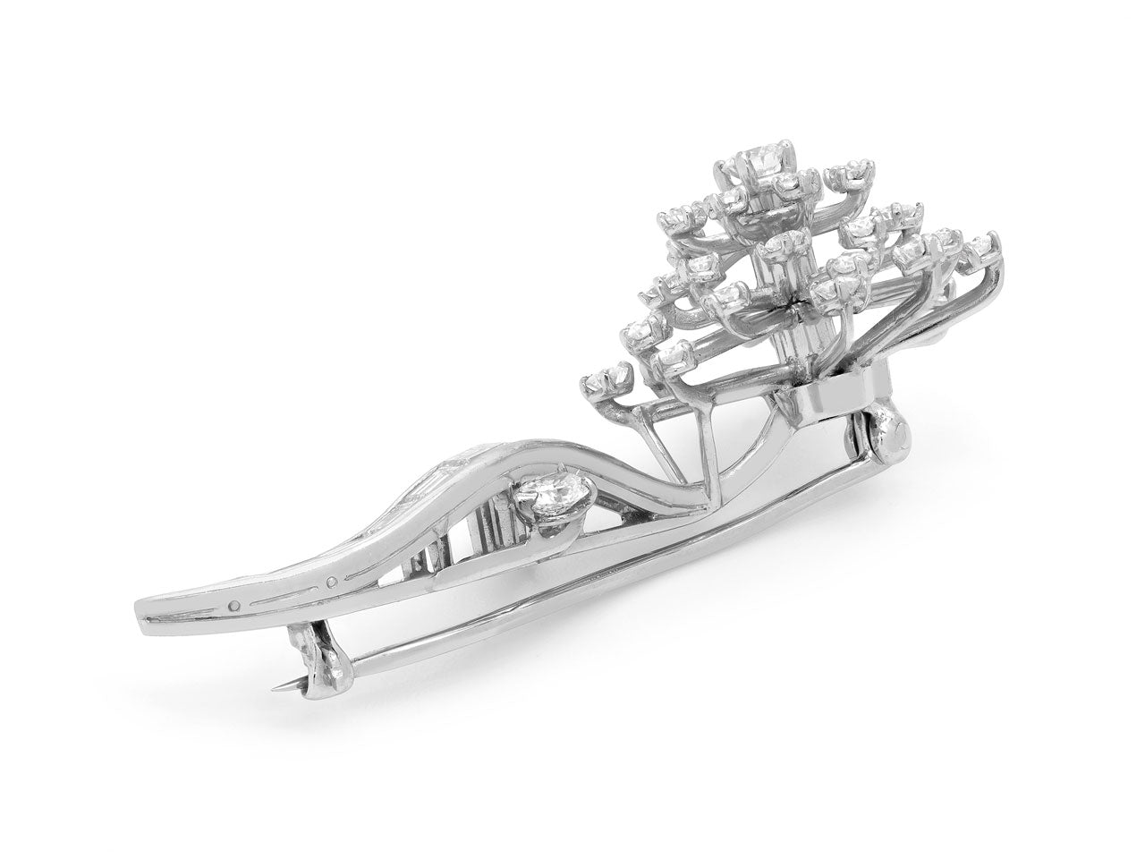 Oscar Heyman Diamond Flower Brooch in Platinum