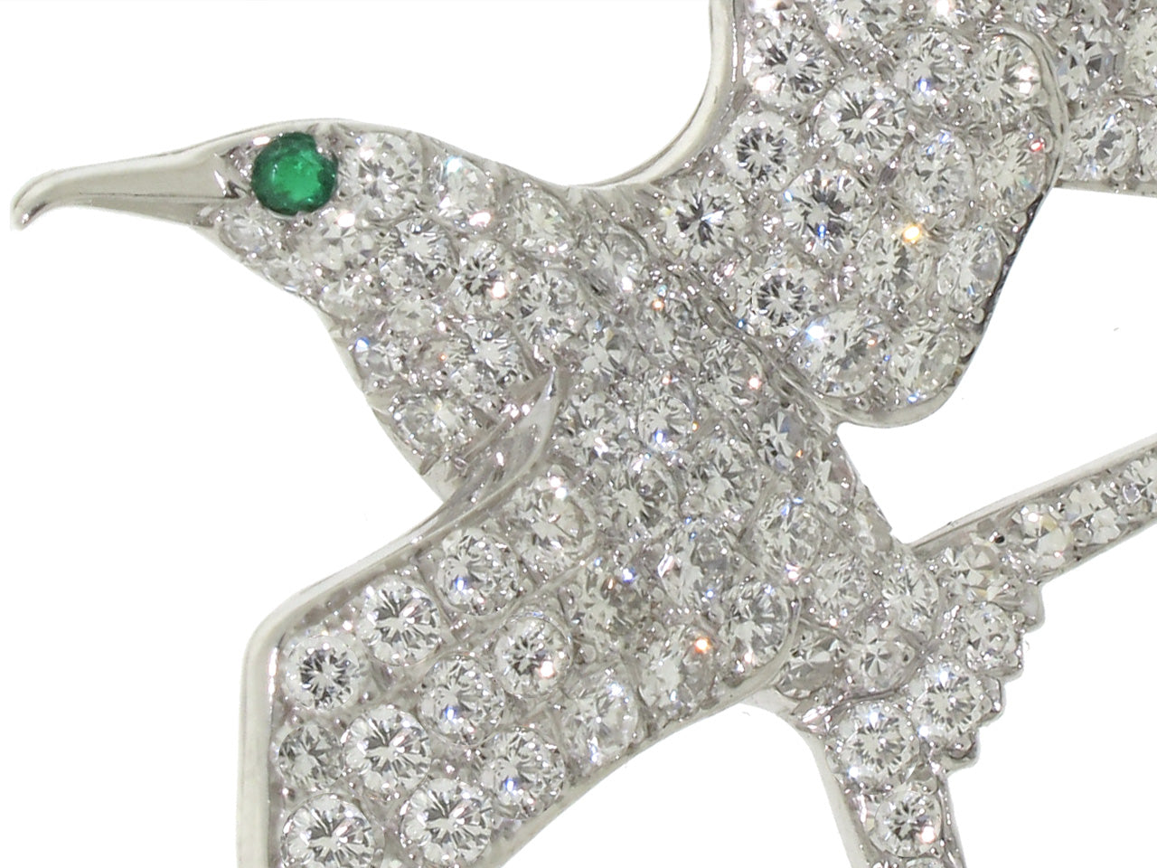 Diamond Bird Brooch in Platinum