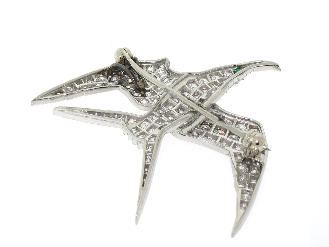 Diamond Bird Brooch in Platinum