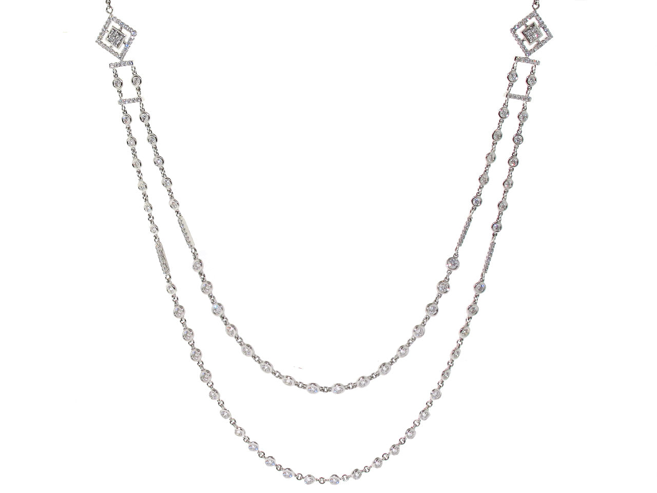 Diamond Sautoir Necklace in 18K White Gold