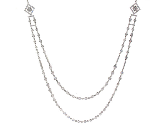 Diamond Sautoir Necklace in 18K White Gold