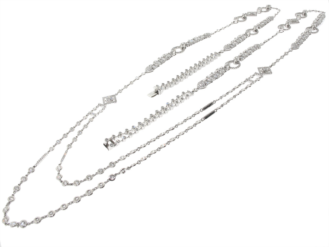 Diamond Sautoir Necklace in 18K White Gold