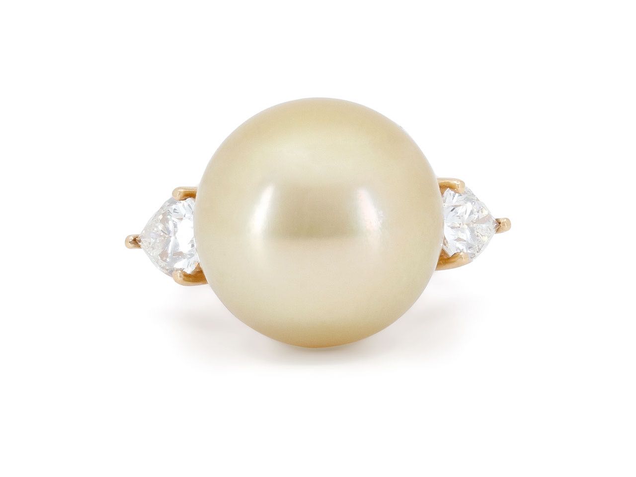 Gold South Sea Pearl and Pink and White Diamond Ring in 18K