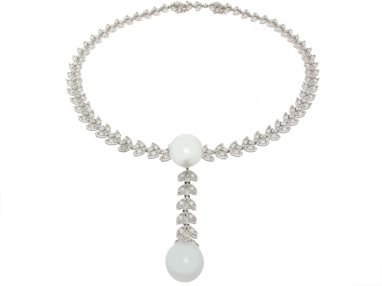 South Sea Pearl and Diamond Necklace in 18K White Gold