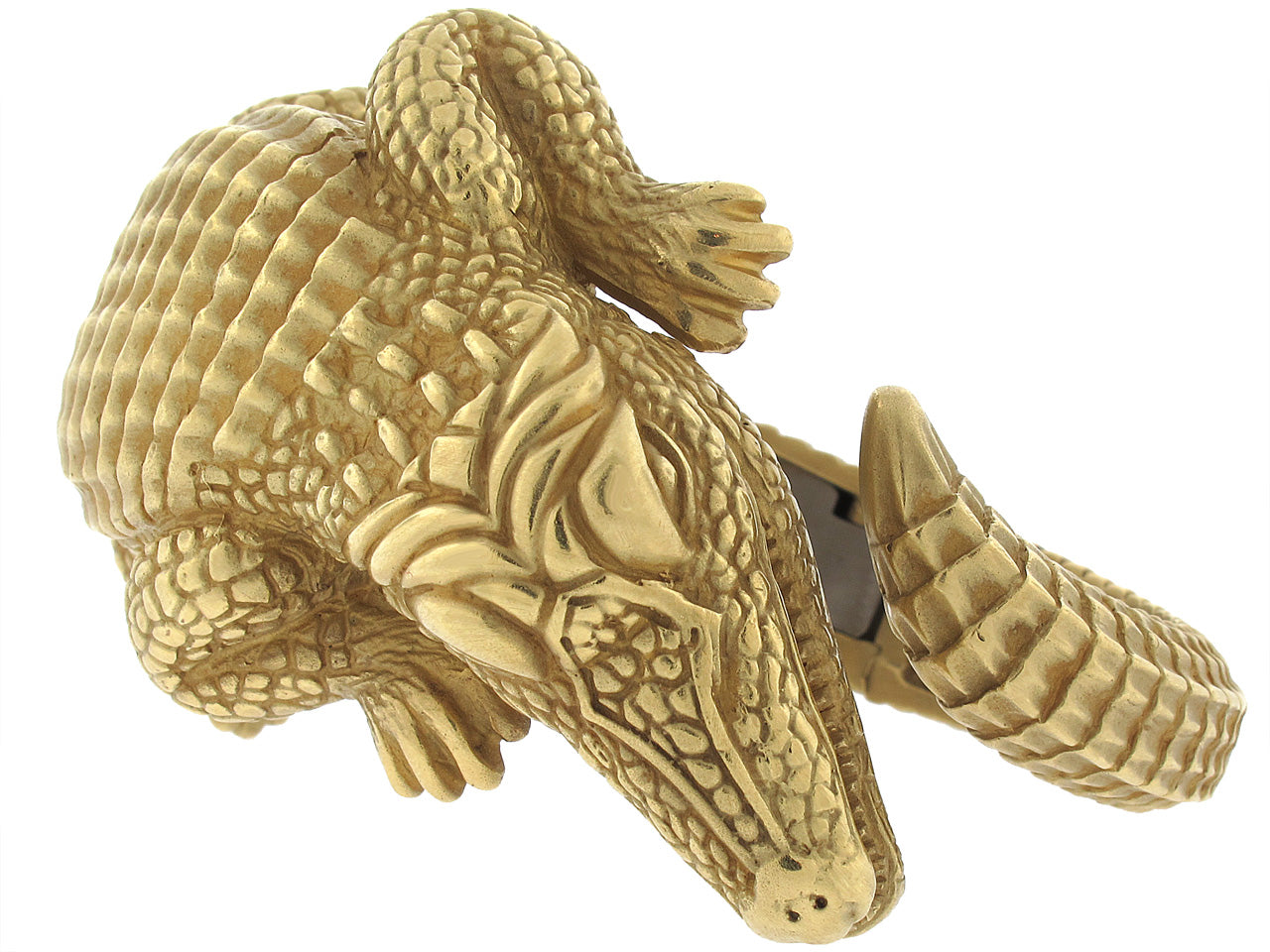 Kieselstein-Cord Alligator Cuff Bracelet in 18K 'Green' Gold, Large