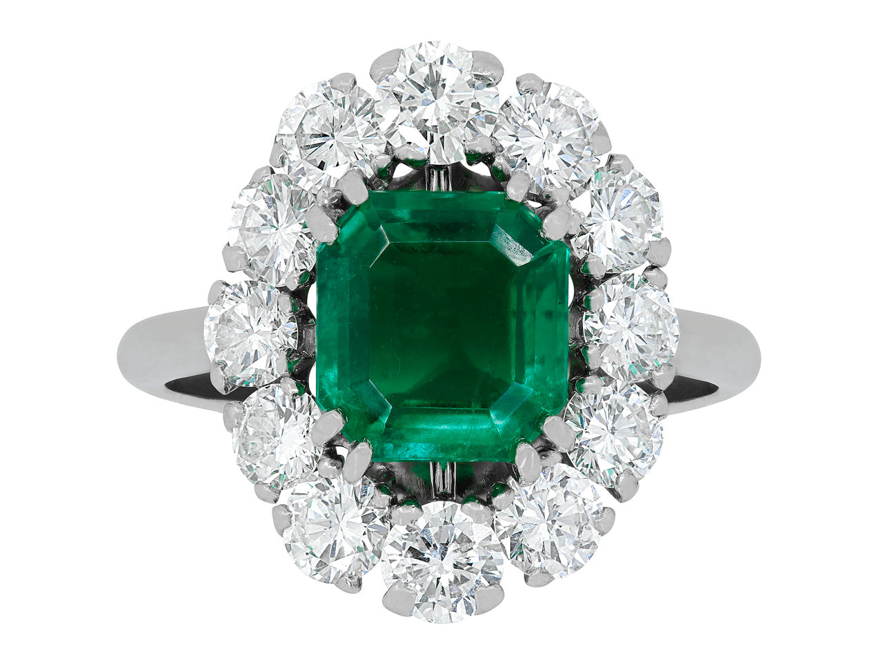 Mellerio dits Meller Emerald and Diamond Ring in Platinum