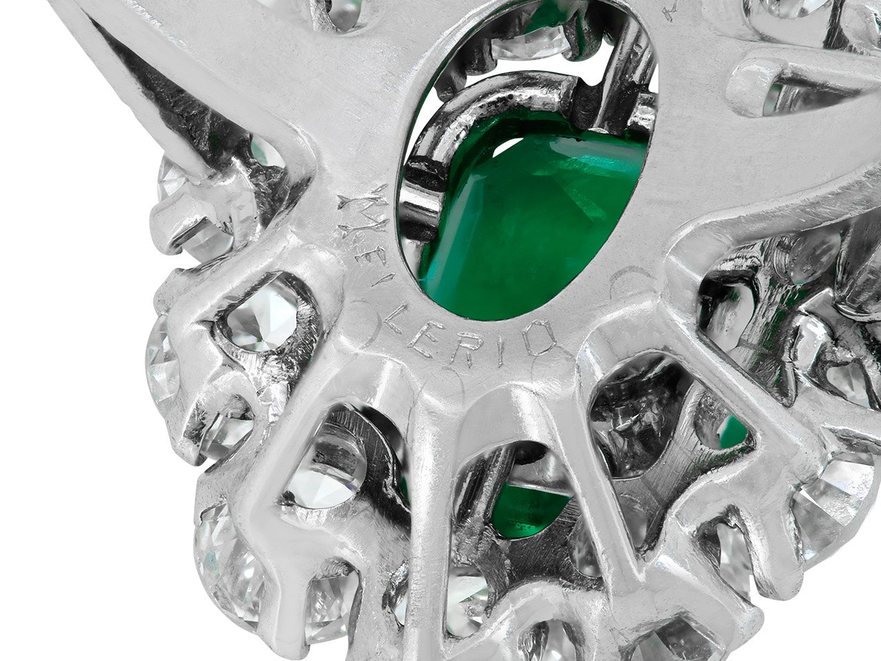 Mellerio dits Meller Emerald and Diamond Ring in Platinum