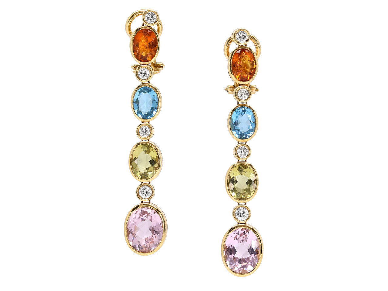 Gemstone and Diamond Earrings in 18K Gold