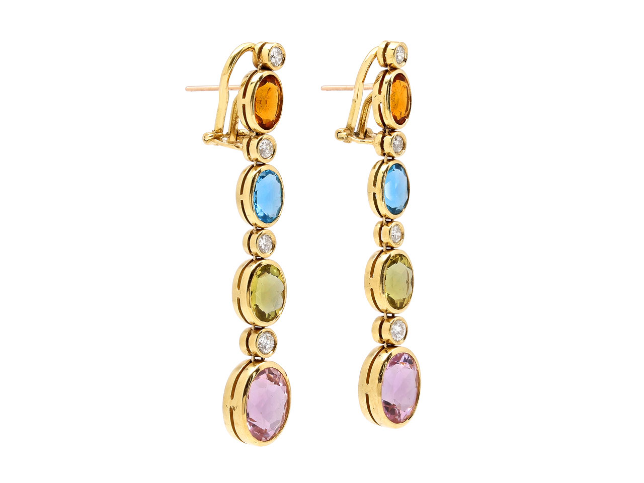 Gemstone and Diamond Earrings in 18K Gold