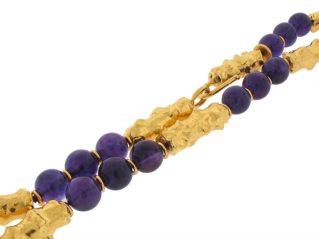 Jean Mahie Amethyst Bead Necklace in 22K Gold