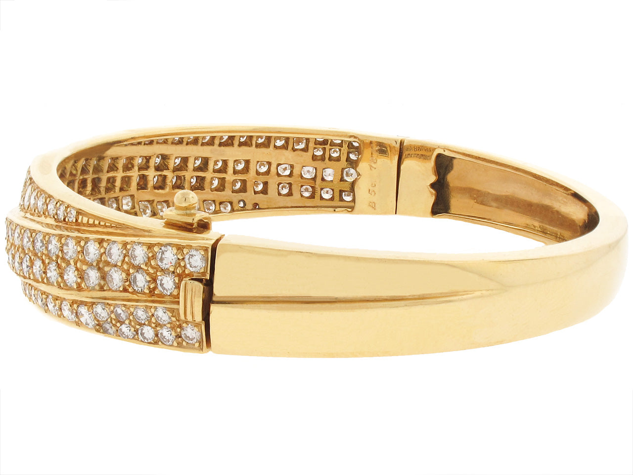 French Diamond Bangle Bracelet in 18K