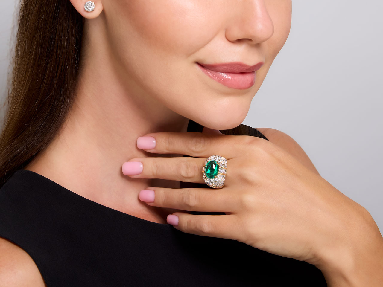 Emerald and Diamond Ring in 18K