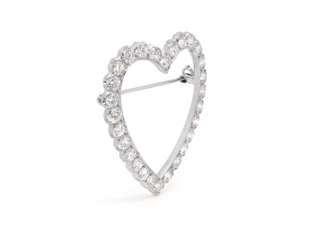 Diamond Heart Brooch in Platinum