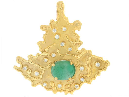 Neiman Marcus Emerald and Diamond Pendant in 22K