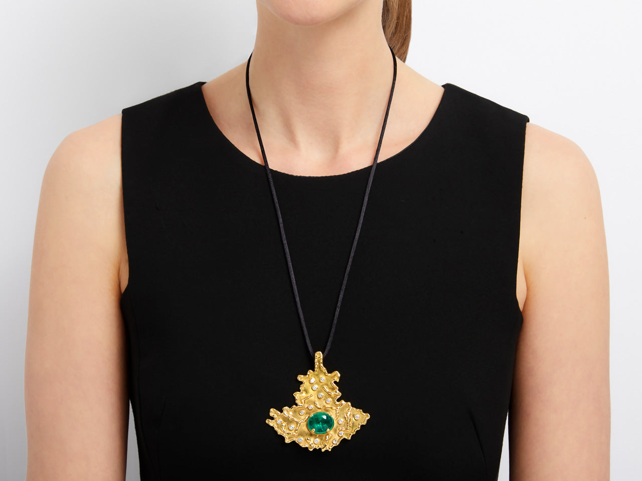 Neiman Marcus Emerald and Diamond Pendant in 22K