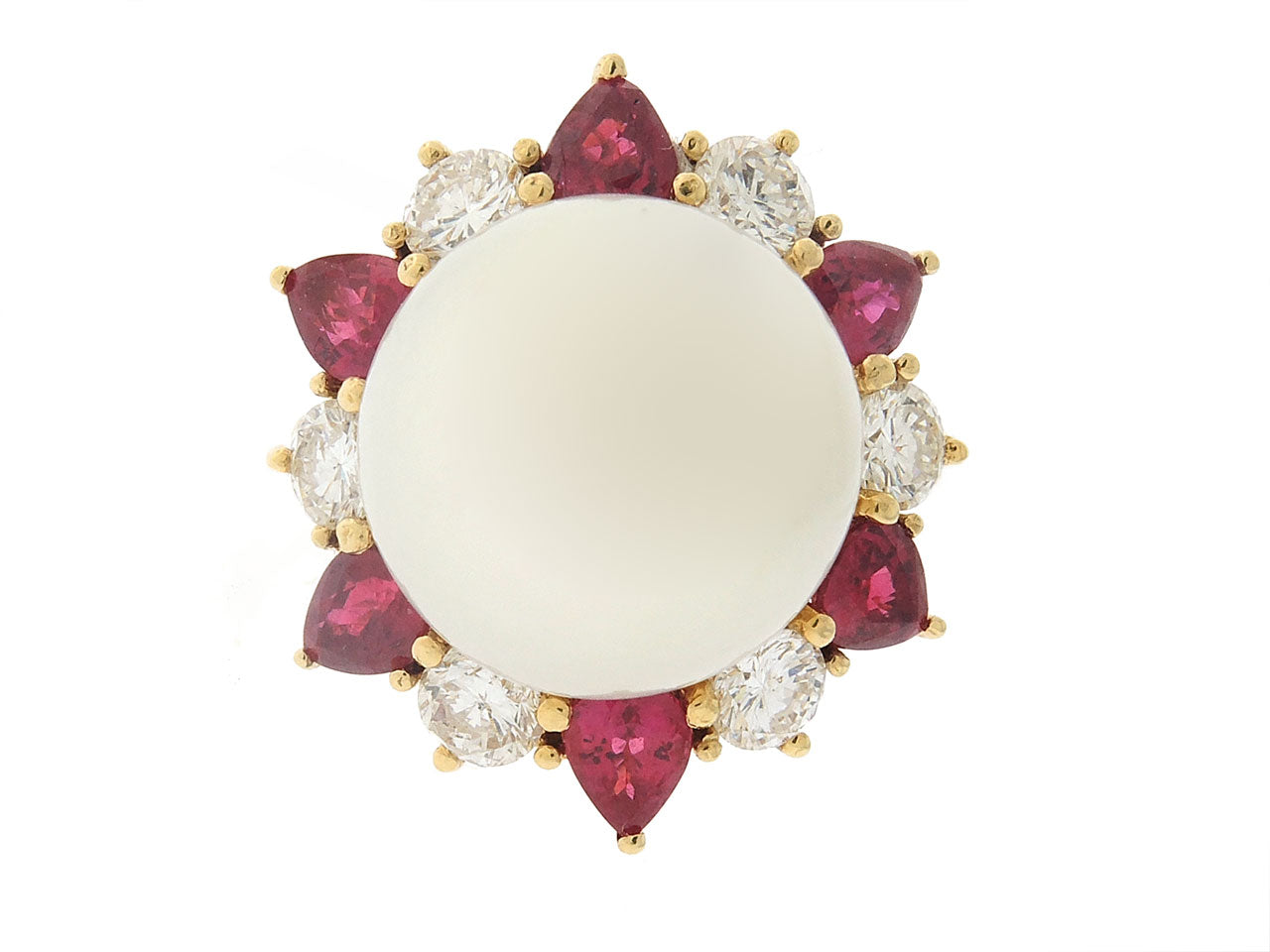 South Sea Pearl, Ruby and Diamond Ring in 18K