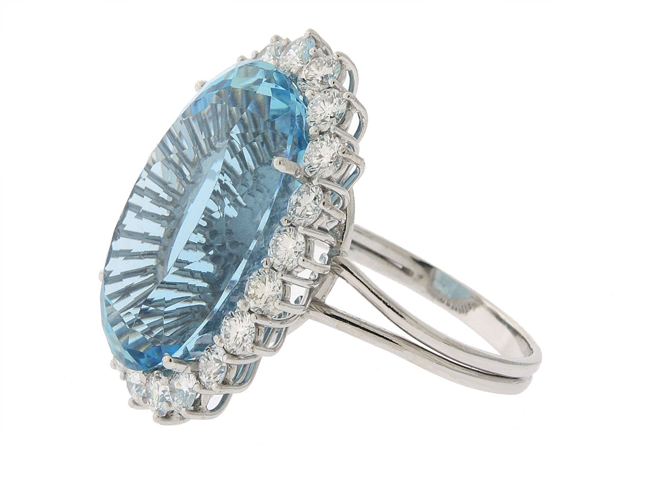 Aquamarine and Diamond Ring in Platinum