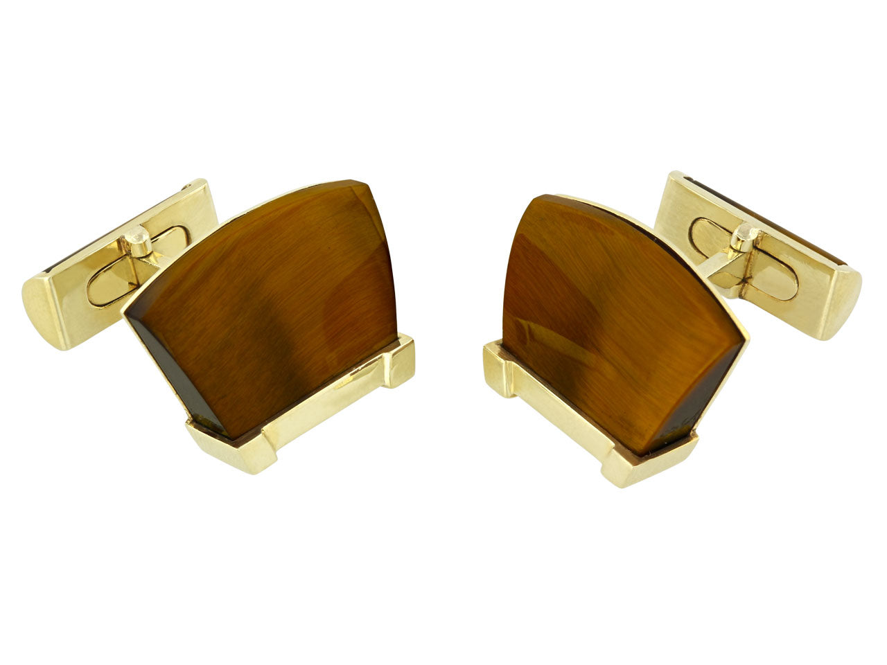 Trio Tiger's Eye Cufflinks in 14K