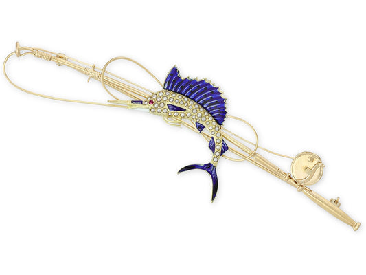 Retro Sailfish Brooch in 14K Gold