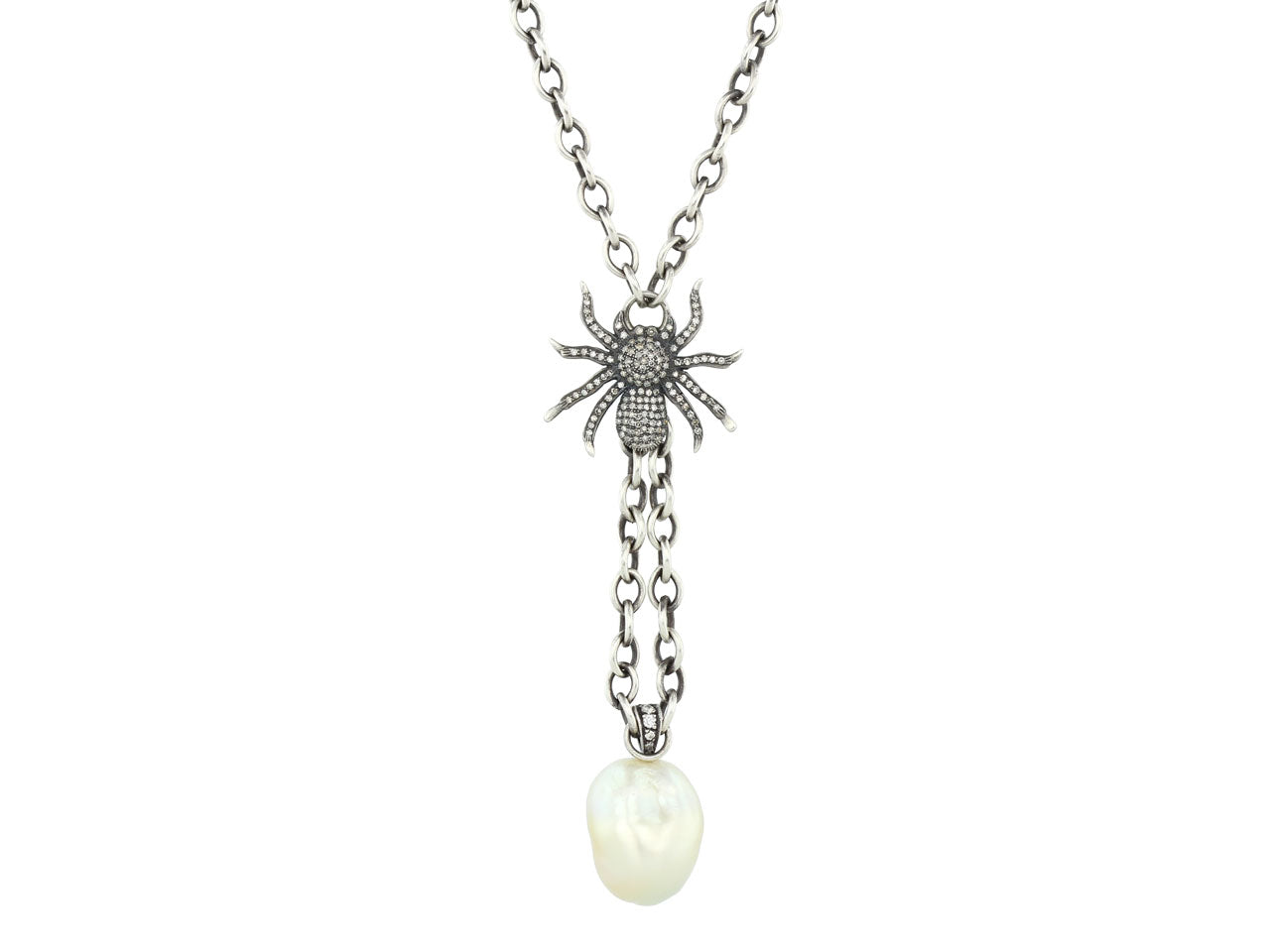 Irit Design Pearl and Diamond Necklace in Sterling Silver