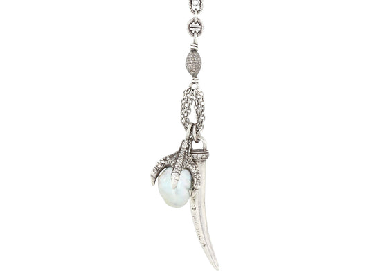 Irit Design Pearl and Diamond Necklace in Sterling Silver