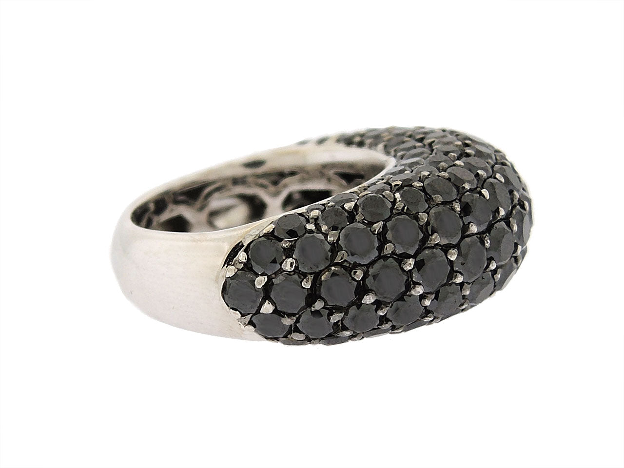 Black Diamond Boule Ring in 18K