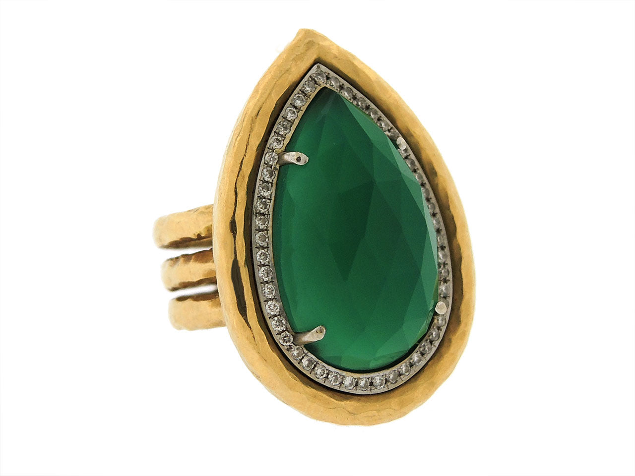 Pamela Froman 'Empress' Green Onyx and Diamond Ring in 18K