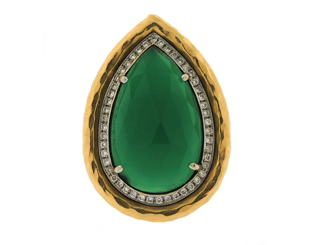 Pamela Froman 'Empress' Green Onyx and Diamond Ring in 18K