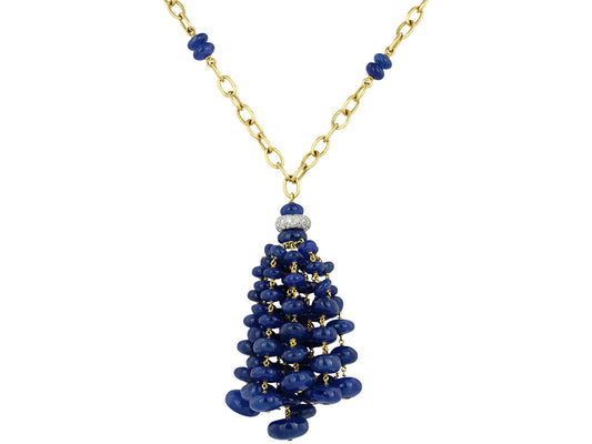 Sapphire and Diamond Tassel Necklace in 18K