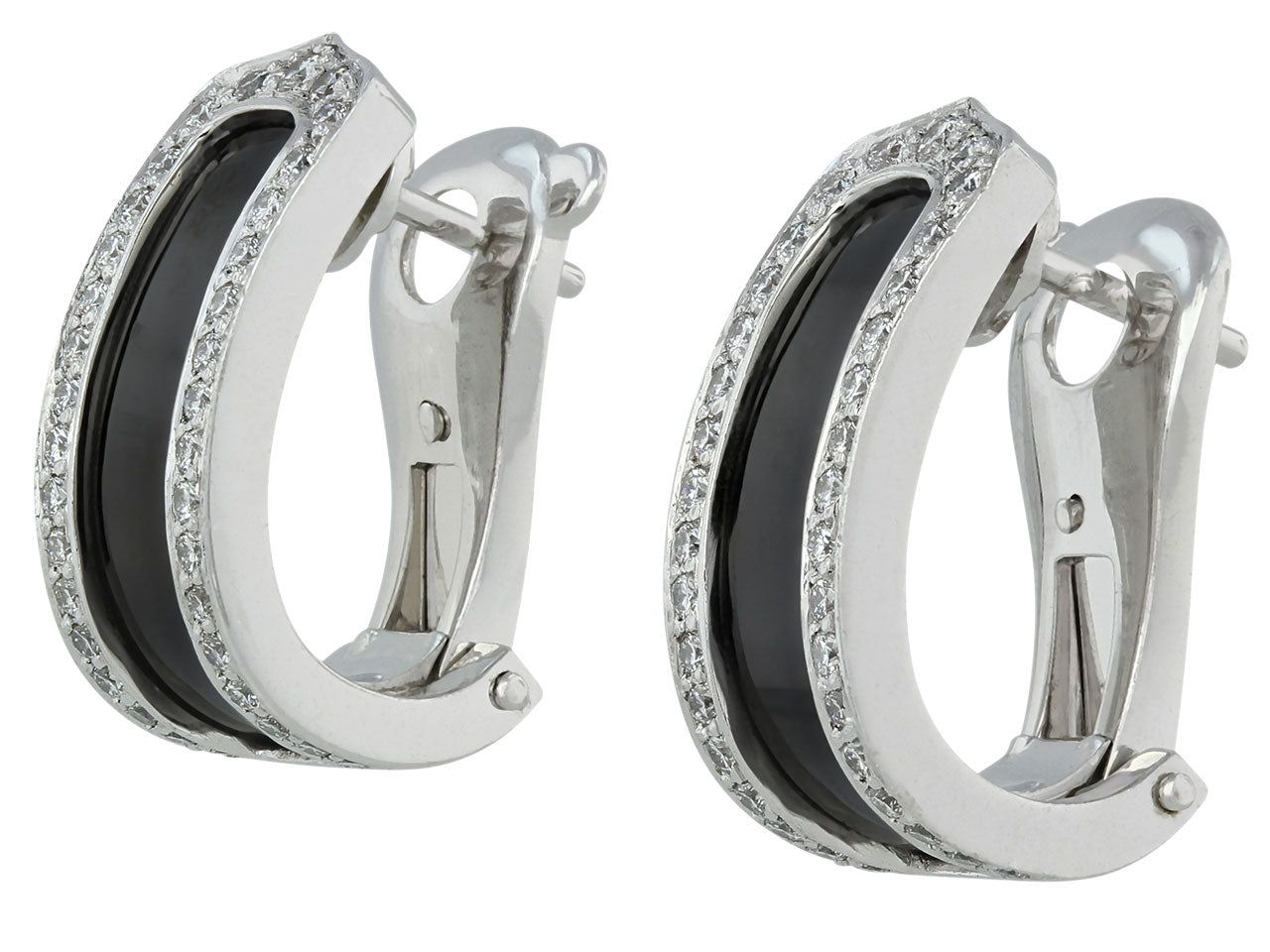 Cartier Double C Black Ceramic and Diamond Earring 506209 Beladora