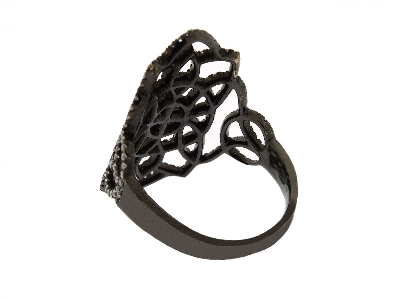 Pavé Diamond Ring in 18K Blackened Gold