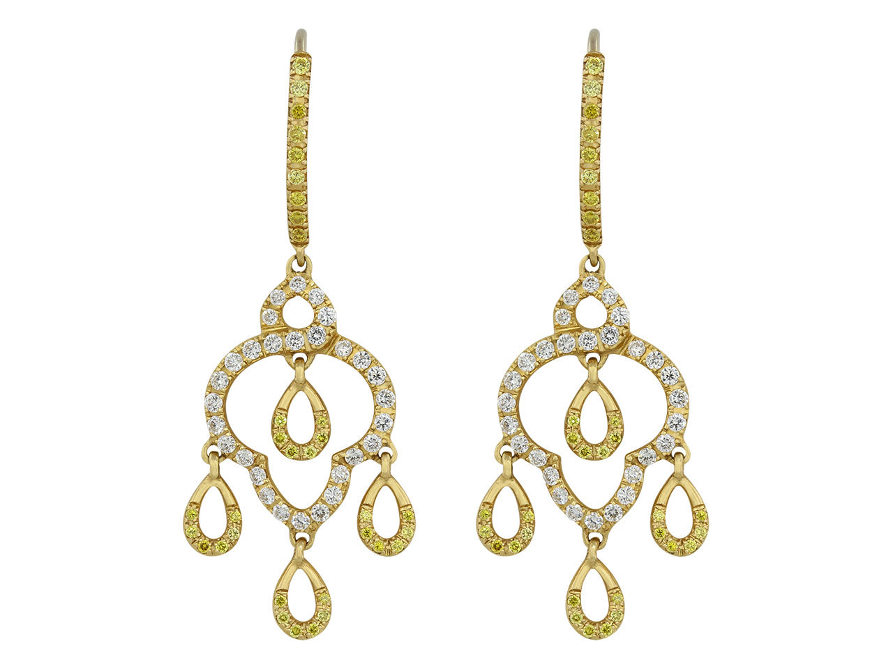 Alan Friedman Yellow and White Diamond Dangle Earrings in 18K