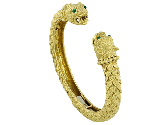 David Webb 'Kingdom' Collection Greek Lion Bangle in 18K Gold