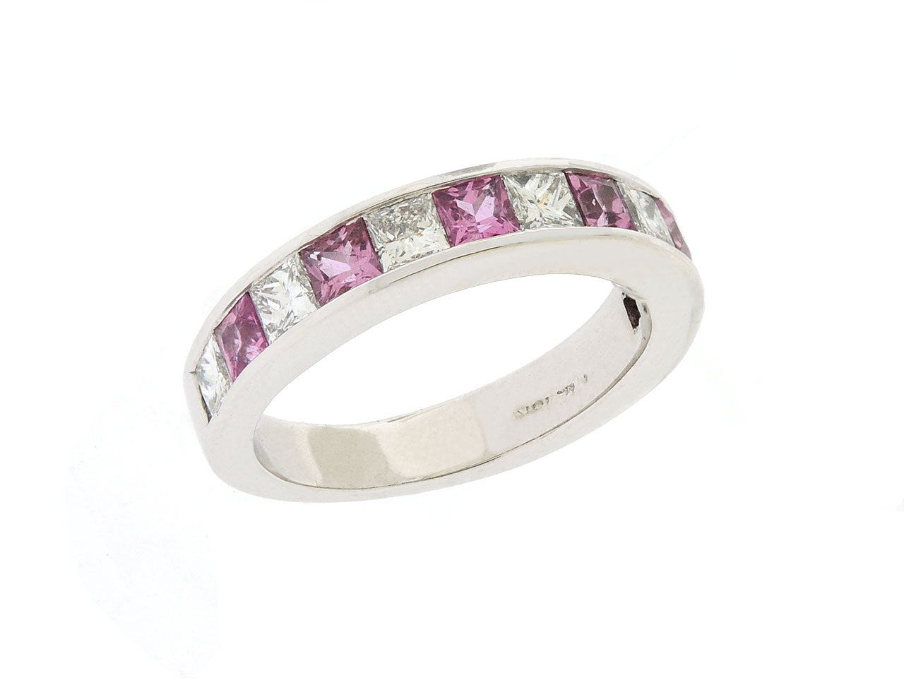 Diamond and Pink Sapphire Ring in 18K White Gold