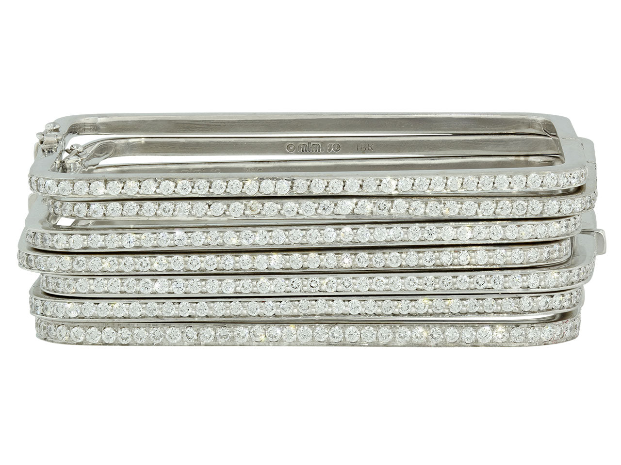 Set of 7 Mimi So Diamond Bangles in 18K White Gold