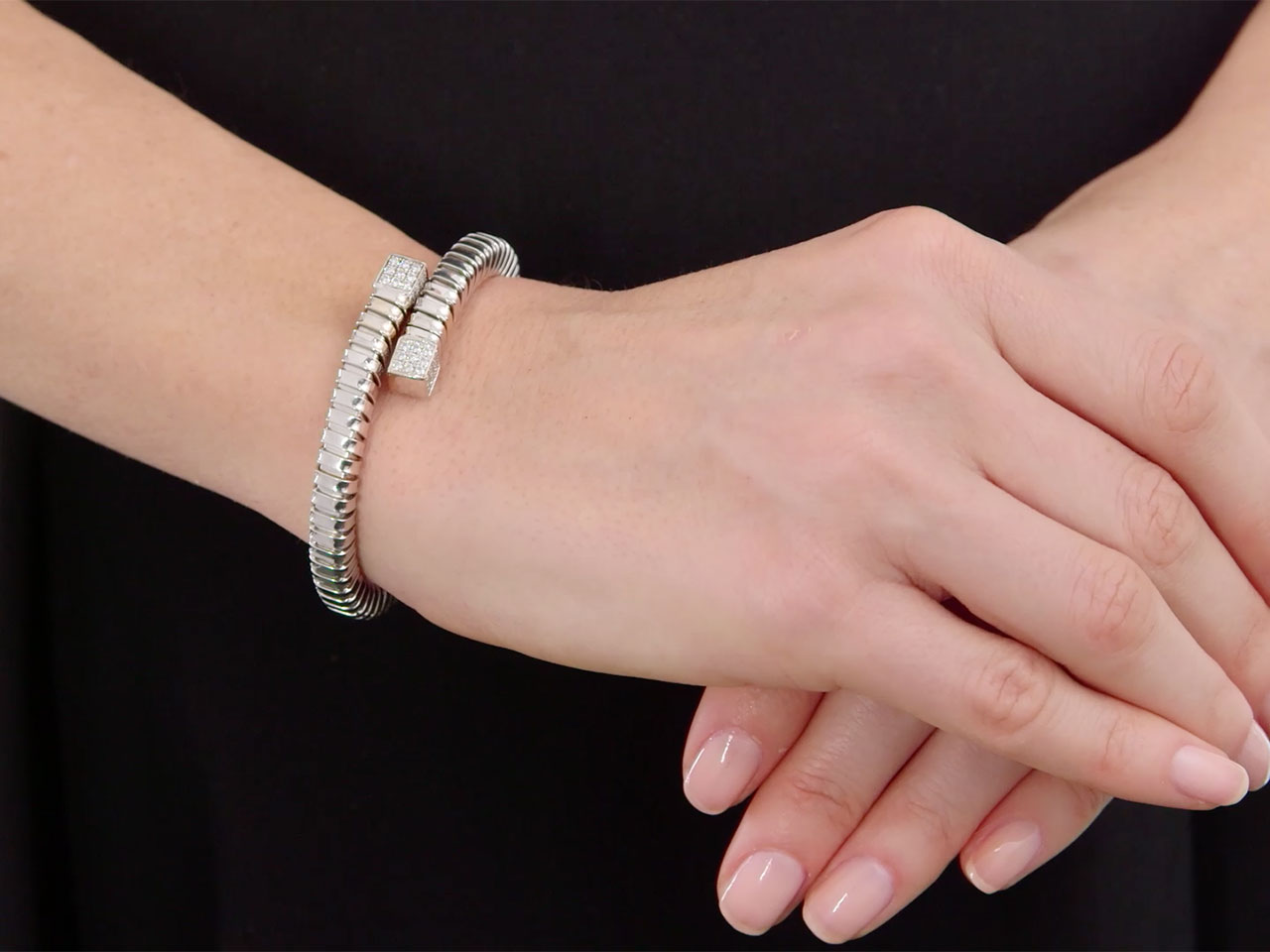 'Veneto' Bypass Bracelet in 18K White Gold, by Beladora