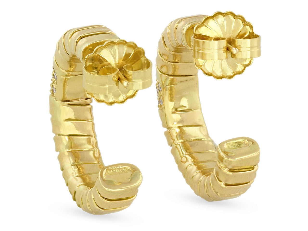 'Veneto' Gold and Pavé-set Diamond Hoop Earrings in 18K Gold