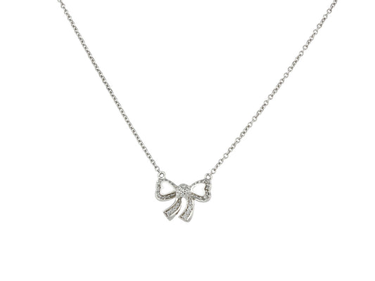 Poiray Diamond Bow Necklace in 18K