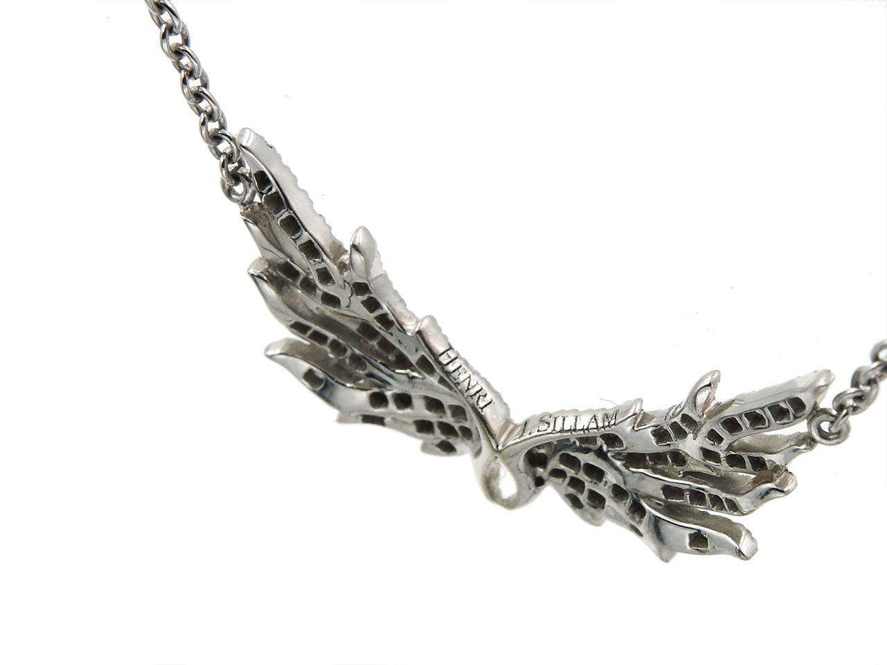 Henri J. Sillam Diamond Wings Necklace in 18K White Gold