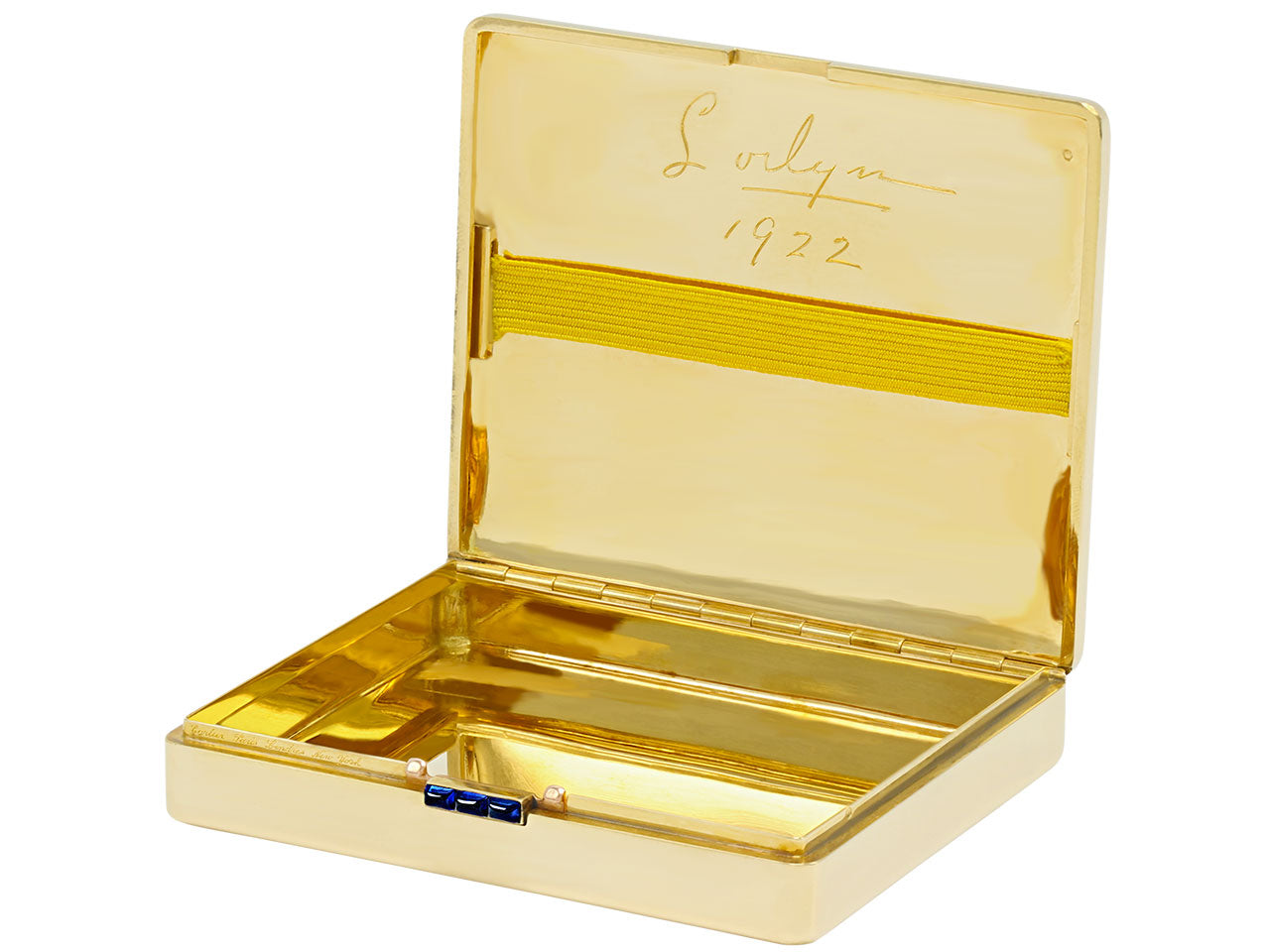 Cartier Art Deco Gold Box with Sapphires in 18K Gold