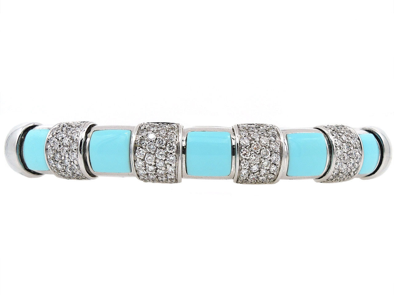 Turquoise, Diamond and 18K White Gold Bangle