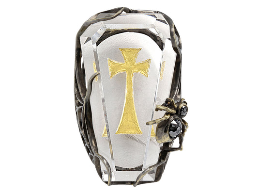 Lydia Courteille 'Coffin' Crystal Ring in 18K Gold