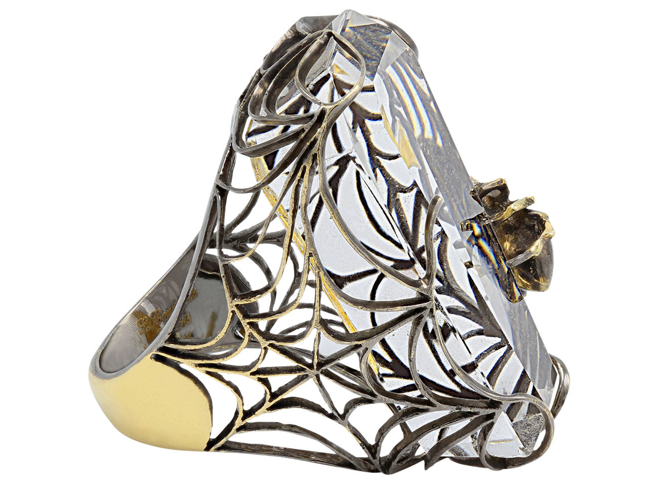 Lydia Courteille 'Coffin' Crystal Ring in 18K Gold