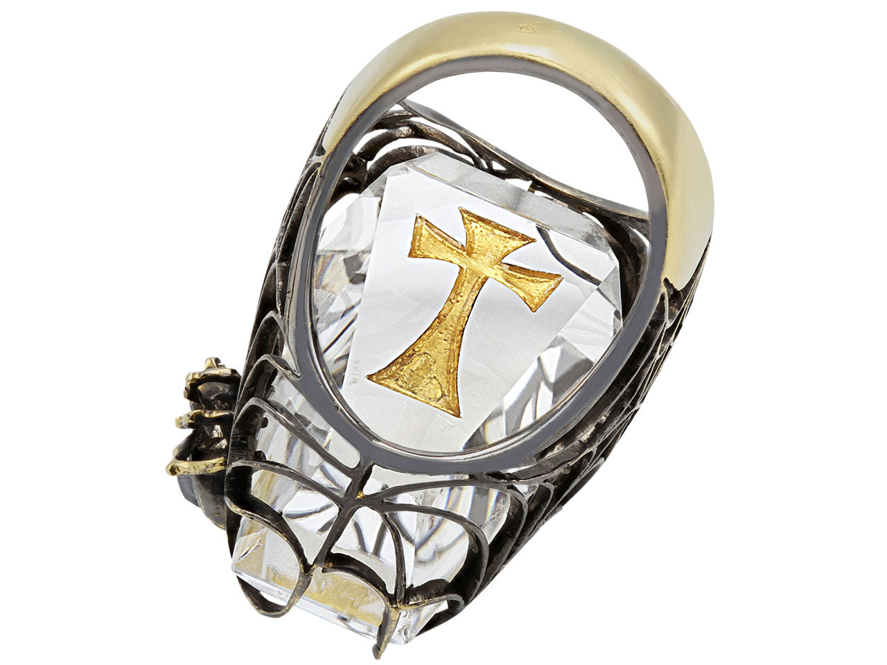 Lydia Courteille 'Coffin' Crystal Ring in 18K Gold