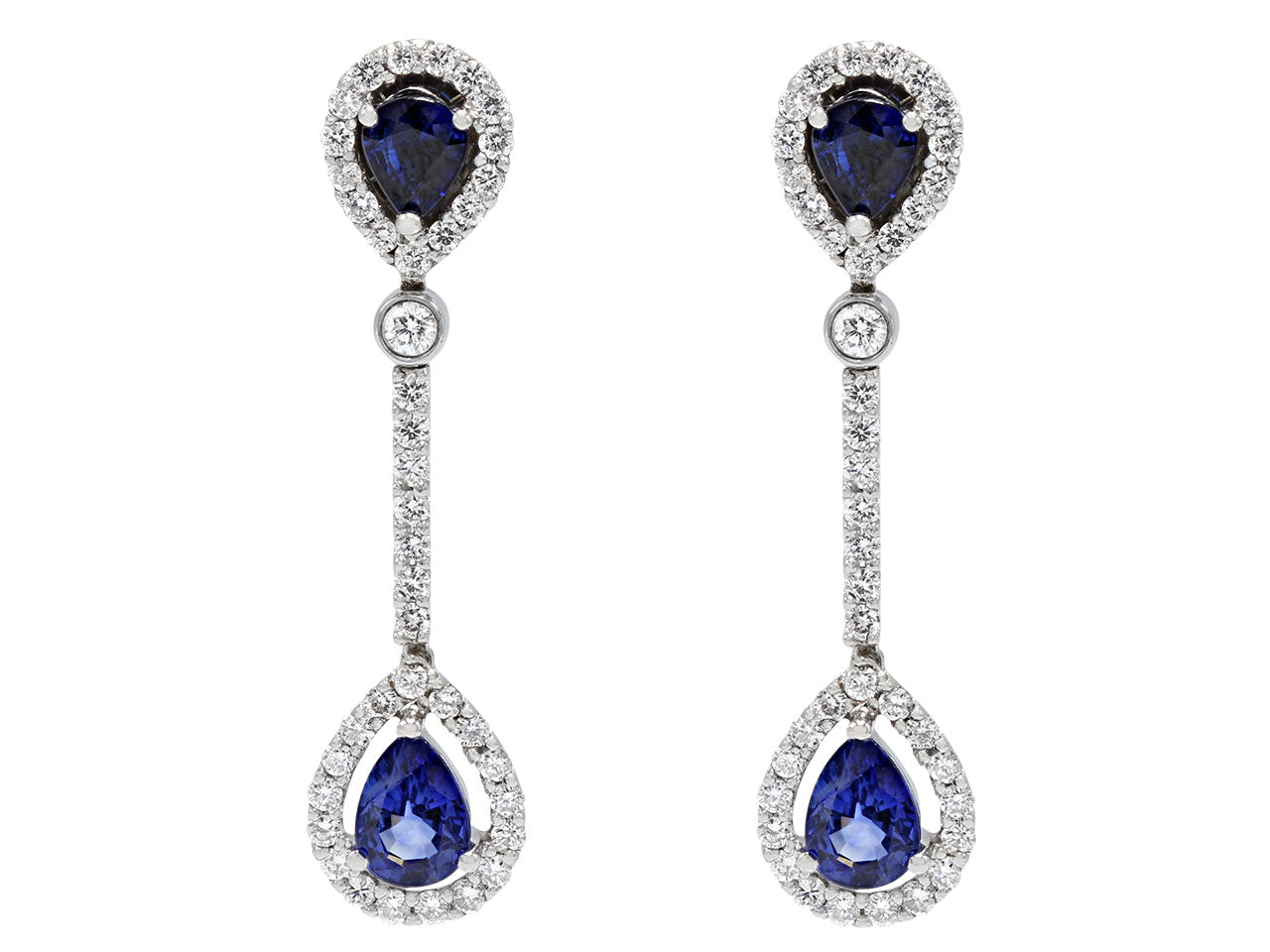 Sapphire and Diamond Drop Earrings in Platinum