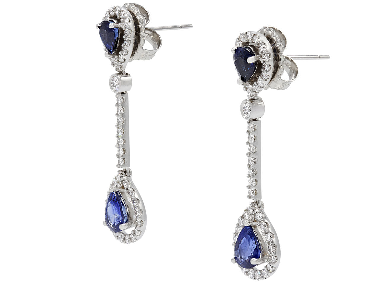 Sapphire and Diamond Drop Earrings in Platinum